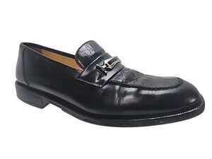 Magnanni Vintage Made in Spain Black Genuine Crocodile Loafer Dress Shoes Size 8